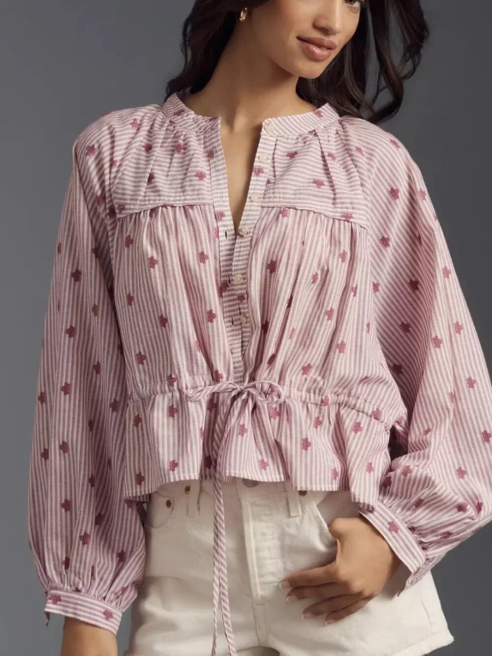 Anthropologie Pilcro The Sidney Batwing Striped Button-Front Blouse XS